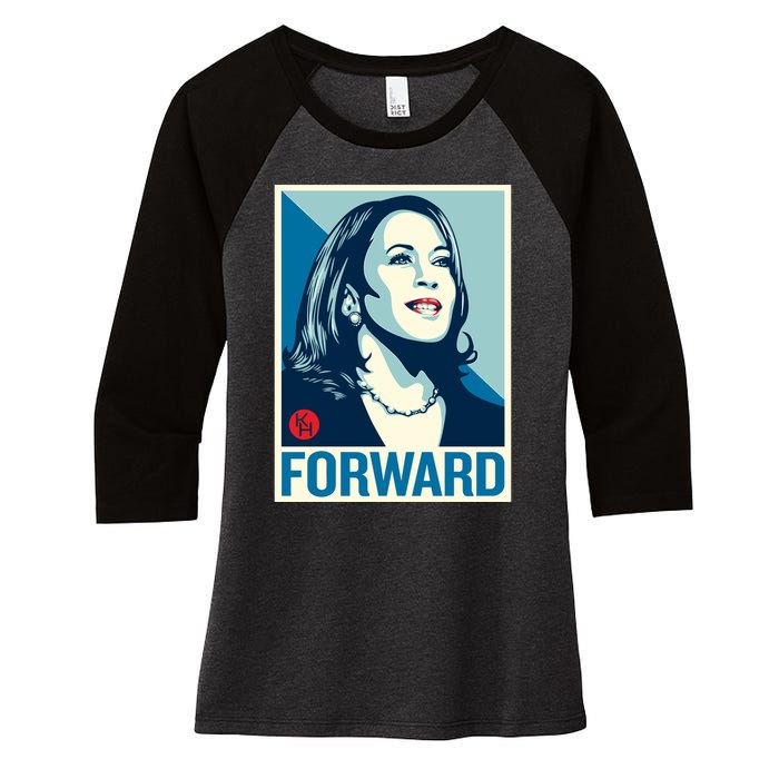 Shepard Fairey Kamala Harris Forward Women's Tri-Blend 3/4-Sleeve Raglan Shirt