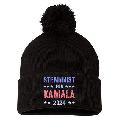 Steminist For Kamala 2024 Election Grab Him By Ballot Pom Pom 12in Knit Beanie