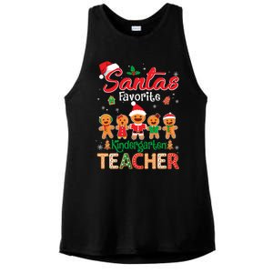 Santa's Favorite Kindergarten Teacher Cookie Hat Christmas Funny Gift Ladies PosiCharge Tri-Blend Wicking Tank