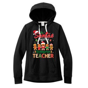 Santa's Favorite Kindergarten Teacher Cookie Hat Christmas Funny Gift Women's Fleece Hoodie