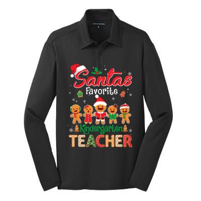 Santa's Favorite Kindergarten Teacher Cookie Hat Christmas Funny Gift Silk Touch Performance Long Sleeve Polo