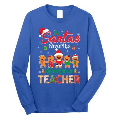 Santa's Favorite Kindergarten Teacher Cookie Hat Christmas Funny Gift Long Sleeve Shirt