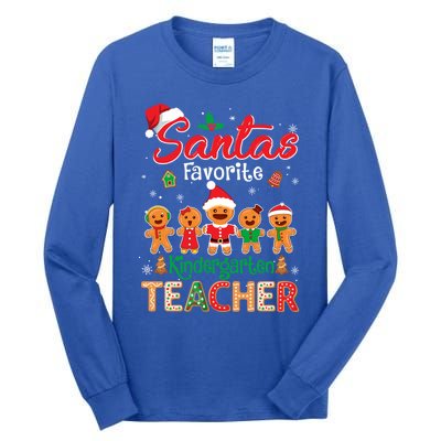 Santa's Favorite Kindergarten Teacher Cookie Hat Christmas Funny Gift Tall Long Sleeve T-Shirt