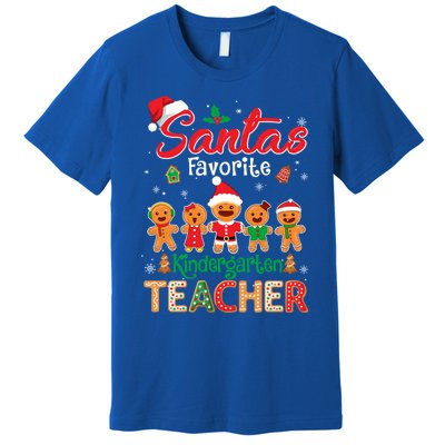 Santa's Favorite Kindergarten Teacher Cookie Hat Christmas Funny Gift Premium T-Shirt