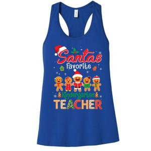 Santa's Favorite Kindergarten Teacher Cookie Hat Christmas Funny Gift Women's Racerback Tank