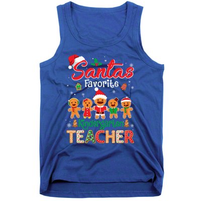 Santa's Favorite Kindergarten Teacher Cookie Hat Christmas Funny Gift Tank Top