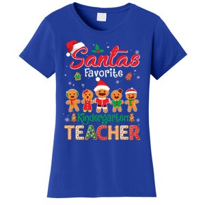 Santa's Favorite Kindergarten Teacher Cookie Hat Christmas Funny Gift Women's T-Shirt