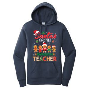 Santa's Favorite Kindergarten Teacher Cookie Hat Christmas Funny Gift Women's Pullover Hoodie