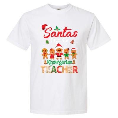 Santa's Favorite Kindergarten Teacher Cookie Hat Christmas Funny Gift Garment-Dyed Heavyweight T-Shirt