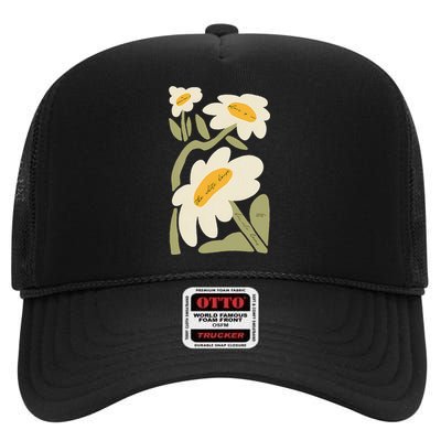 Subtle Flower Kamala Harris Boho Floral Gift High Crown Mesh Back Trucker Hat