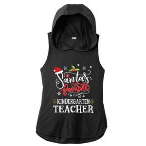 SantaS Favorite Kindergarten Teacher Xmas Party Ladies PosiCharge Tri-Blend Wicking Draft Hoodie Tank