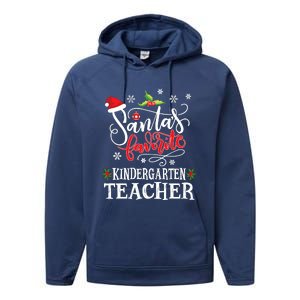 SantaS Favorite Kindergarten Teacher Xmas Party Performance Fleece Hoodie