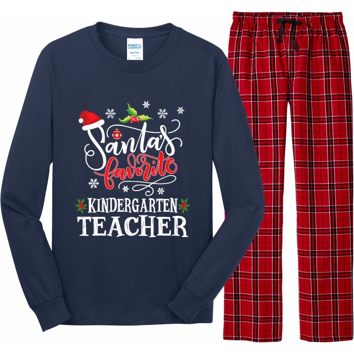 SantaS Favorite Kindergarten Teacher Xmas Party Long Sleeve Pajama Set