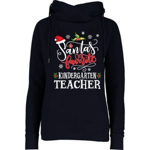 SantaS Favorite Kindergarten Teacher Xmas Party Womens Funnel Neck Pullover Hood