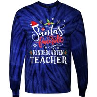 SantaS Favorite Kindergarten Teacher Xmas Party Tie-Dye Long Sleeve Shirt