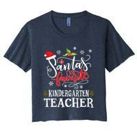 SantaS Favorite Kindergarten Teacher Xmas Party Women's Crop Top Tee