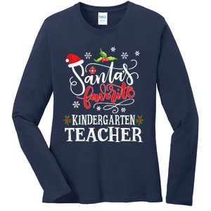 SantaS Favorite Kindergarten Teacher Xmas Party Ladies Long Sleeve Shirt