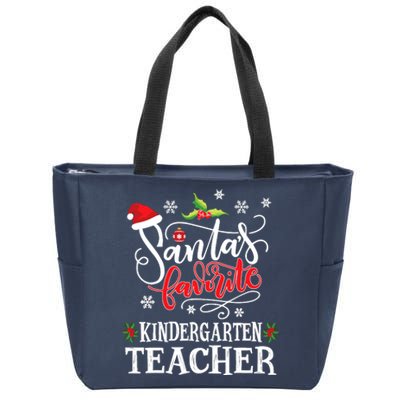 SantaS Favorite Kindergarten Teacher Xmas Party Zip Tote Bag