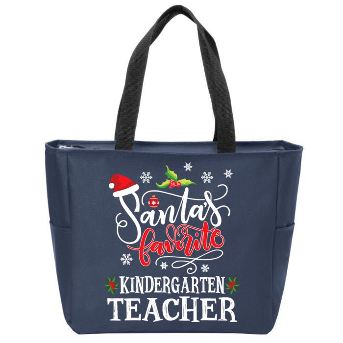 SantaS Favorite Kindergarten Teacher Xmas Party Zip Tote Bag