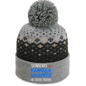 Seniors For Kamala Harris 2024 We Choose Freedom The Baniff Cuffed Pom Beanie