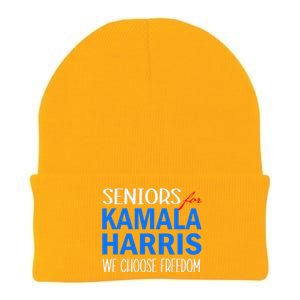 Seniors For Kamala Harris 2024 We Choose Freedom Knit Cap Winter Beanie