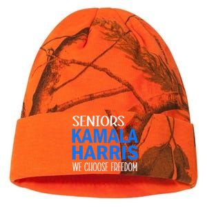 Seniors For Kamala Harris 2024 We Choose Freedom Kati Licensed 12" Camo Beanie