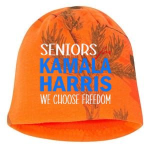 Seniors For Kamala Harris 2024 We Choose Freedom Kati - Camo Knit Beanie