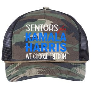 Seniors For Kamala Harris 2024 We Choose Freedom Retro Rope Trucker Hat Cap