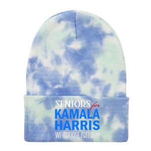 Seniors For Kamala Harris 2024 We Choose Freedom Tie Dye 12in Knit Beanie