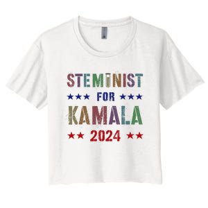 Steminist For Kamala Harris Walz Science Math Stem Teacher Women's Crop Top Tee