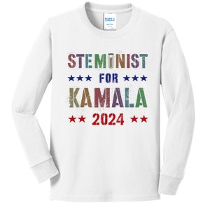 Steminist For Kamala Harris Walz Science Math Stem Teacher Kids Long Sleeve Shirt