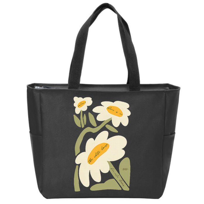 Subtle Flower Kamala Harris Boho Floral Zip Tote Bag