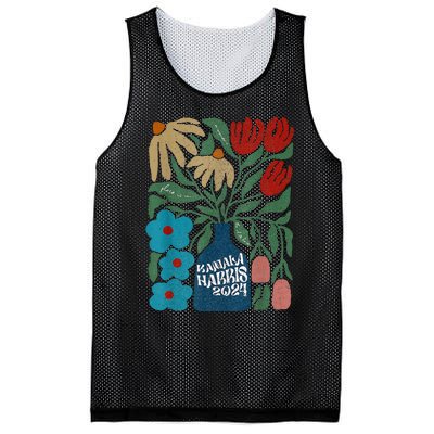 Subtle Flower Kamala Harris Boho Floral Mesh Reversible Basketball Jersey Tank