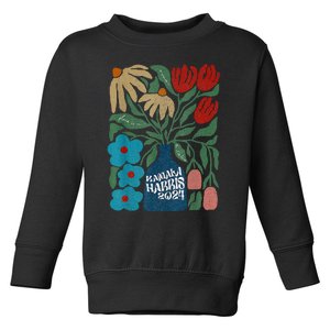 Subtle Flower Kamala Harris Boho Floral Toddler Sweatshirt