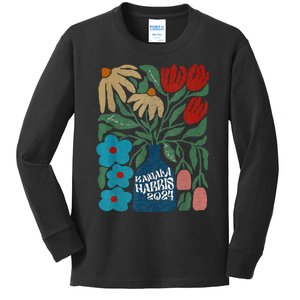 Subtle Flower Kamala Harris Boho Floral Kids Long Sleeve Shirt