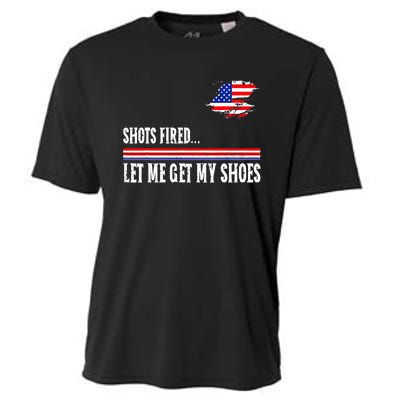 Shots Fired Let Me Get My Shoes Cooling Performance Crew T-Shirt