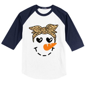 Snowman Face Leopard Headband Christmas Xmas Party Baseball Sleeve Shirt