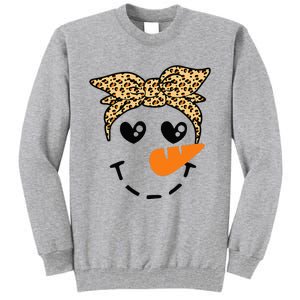 Snowman Face Leopard Headband Christmas Xmas Party Tall Sweatshirt