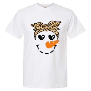 Snowman Face Leopard Headband Christmas Xmas Party Garment-Dyed Heavyweight T-Shirt