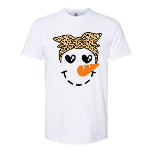 Snowman Face Leopard Headband Christmas Xmas Party Softstyle CVC T-Shirt