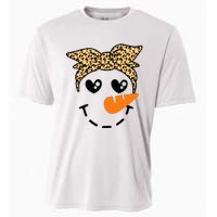 Snowman Face Leopard Headband Christmas Xmas Party Cooling Performance Crew T-Shirt