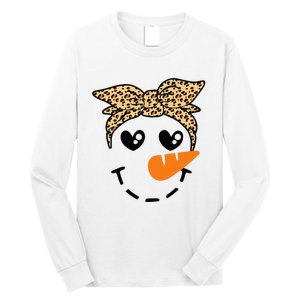 Snowman Face Leopard Headband Christmas Xmas Party Long Sleeve Shirt