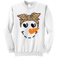 Snowman Face Leopard Headband Christmas Xmas Party Sweatshirt