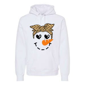 Snowman Face Leopard Headband Christmas Xmas Party Premium Hoodie