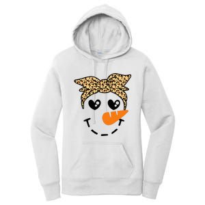 Snowman Face Leopard Headband Christmas Xmas Party Women's Pullover Hoodie