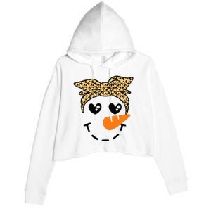 Snowman Face Leopard Headband Christmas Xmas Party Crop Fleece Hoodie