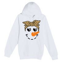 Snowman Face Leopard Headband Christmas Xmas Party Premium Pullover Hoodie