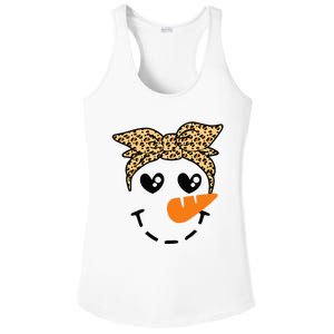 Snowman Face Leopard Headband Christmas Xmas Party Ladies PosiCharge Competitor Racerback Tank