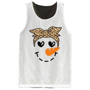 Snowman Face Leopard Headband Christmas Xmas Party Mesh Reversible Basketball Jersey Tank