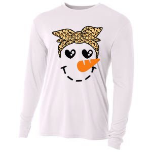 Snowman Face Leopard Headband Christmas Xmas Party Cooling Performance Long Sleeve Crew